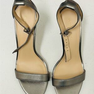 Pelle Moda Metallic Gunmetal Ankle-Strap Sandals
